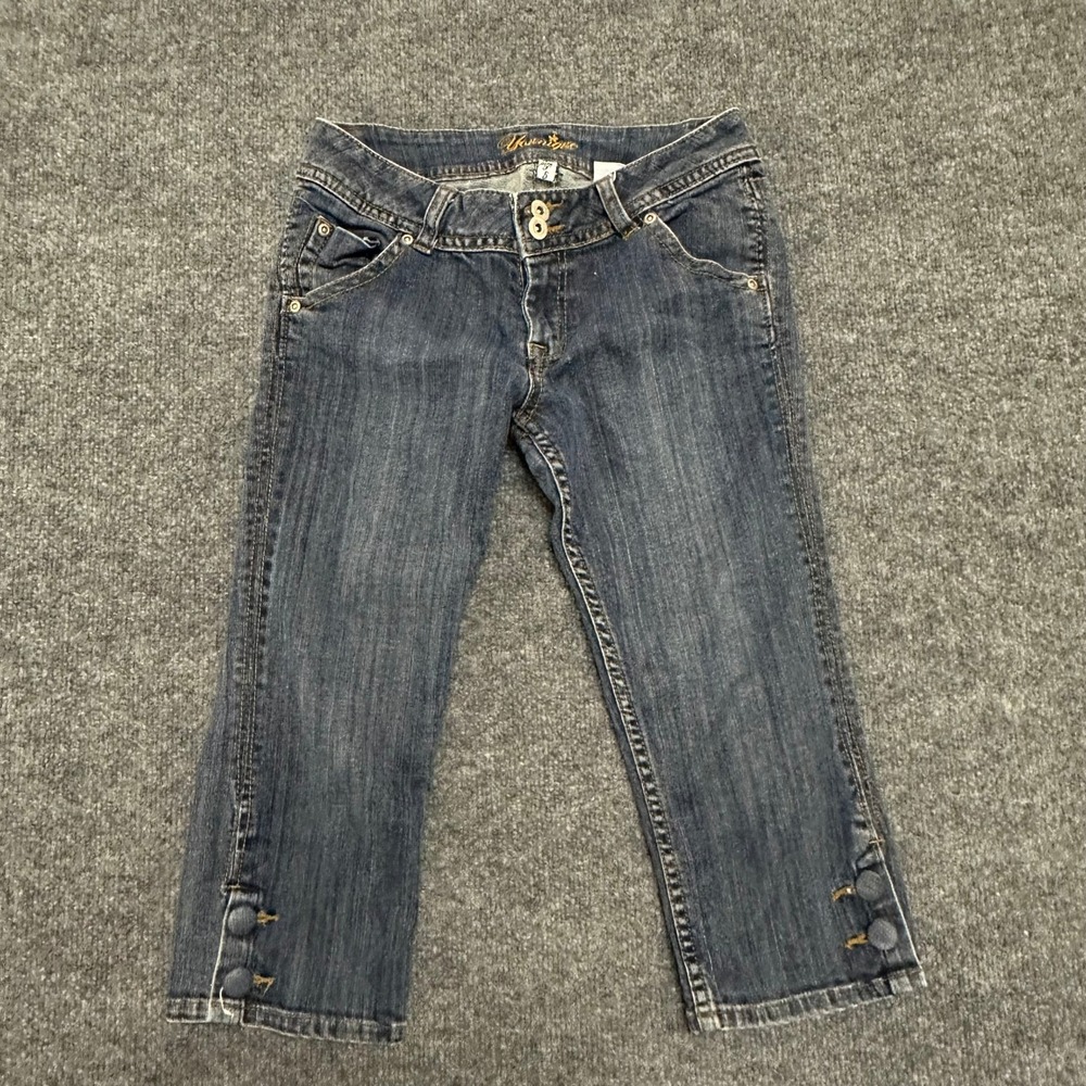 Younique Capri Jeans Womens Size 5 Blue Denim Low Rise Cropped Flap Pocket - Picture 1 of 8